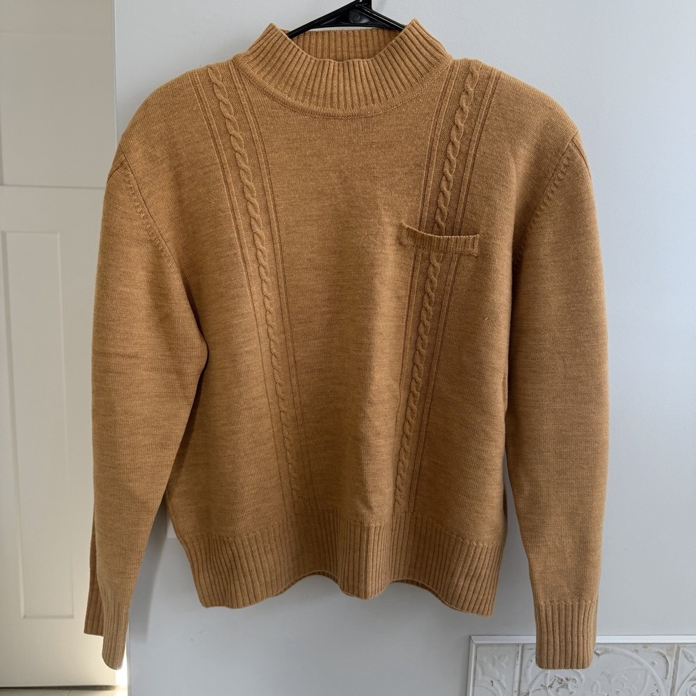 Evan Picone 100% Merino Wool Marled Butterscotch Turtleneck Sweater Size XL Vtg